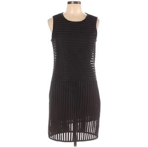 Studio M Black Dress Sleeveless Midi Cocktail Stripes Size Medium
